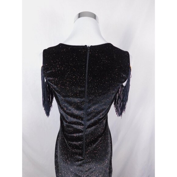 Small Black Gold 1920s Flapper Fringe Dress Glam - Picture 7 of 11